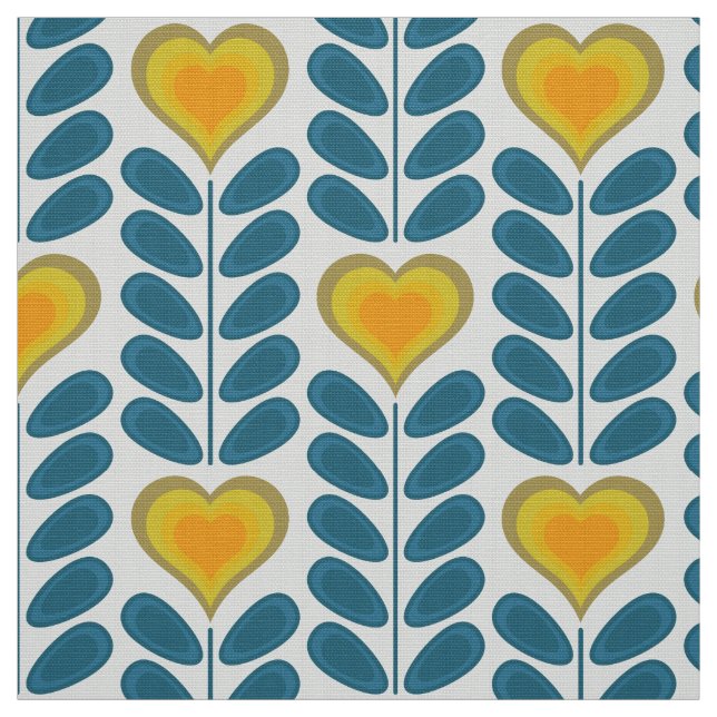 60:s 70-tal mod, hjärtblommor v2 tyg (Provkarta)