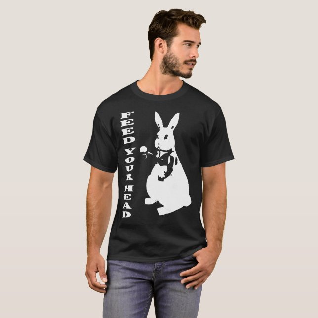60_s Inspired White Rabbit Alice i Wonderland Hip T Shirt (Hel framsida)