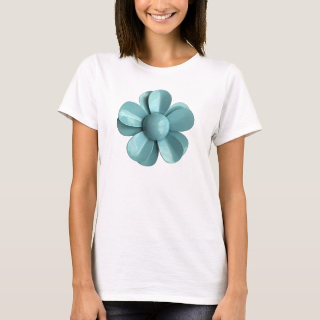 60:s MOD Hippie Big Blue Daisy Flower Mode T Shirt (Framsida)