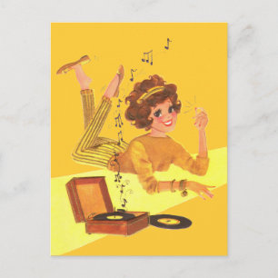 60:s Music Girl Vykort