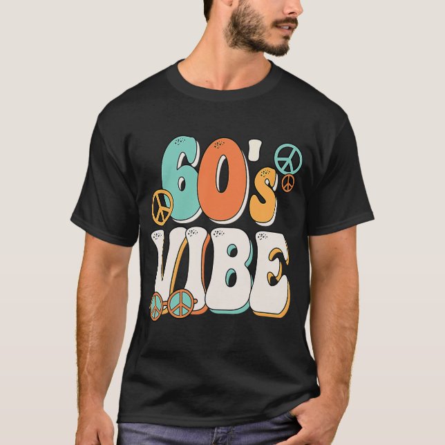 60:s Vibe Costume 60:s Party Outfit Groovy Hippie  T Shirt (Framsida)