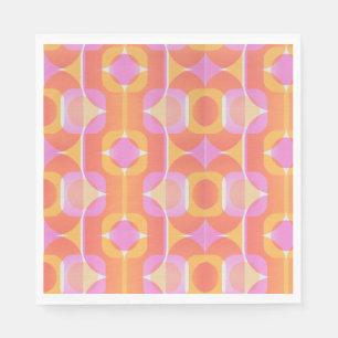 60:s vintage-rosa och orange mönstrad pappersservett