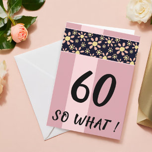 60 Så Vad Rolig Rosa Blommig Födelsedag Kort