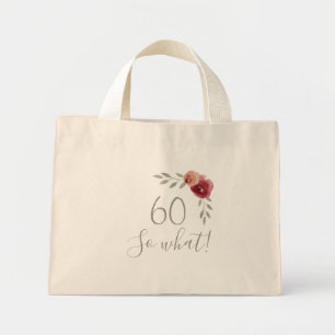 60 så vad Watercolor Ro Blommigt 60:e födelsedag Mini Tygkasse