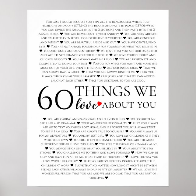 60 sak vi kärlek om dig, 70:e årsdagen poster (Framsidan)