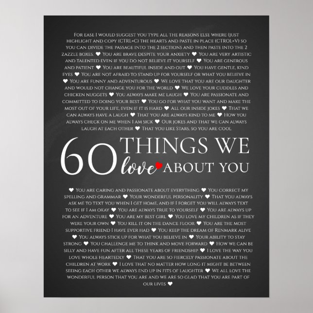 60 sak vi kärlek om dig, 70:e årsdagen poster (Framsidan)