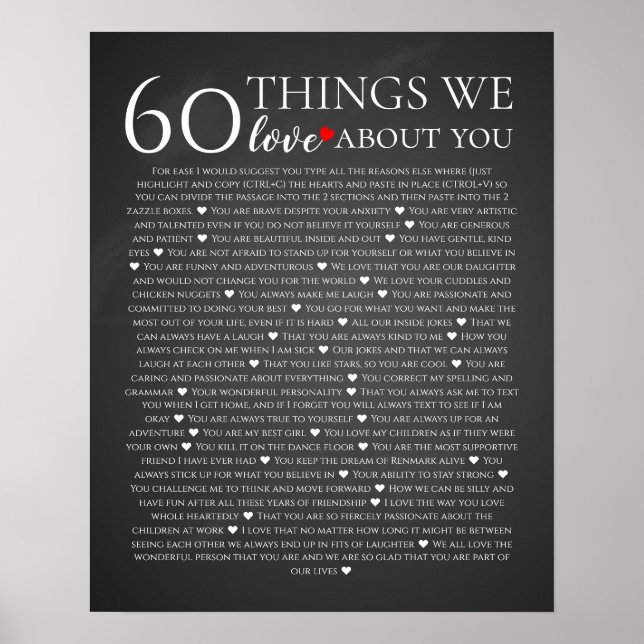 60 sak vi kärlek om dig, 70:e årsdagen poster (Framsidan)