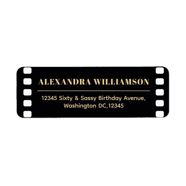 60&sassy Black Guld 20-talets Returadress Returadress Etikett (Framsidan)