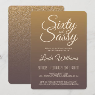 60 Sassy Guld Burgundy Ombre 60:e Födelsedagsfeste Inbjudningar