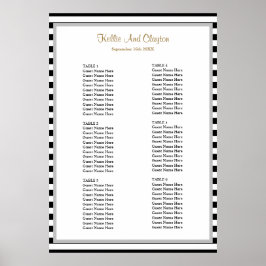 60 Sittdiagram för svartvit Rand Bröllop Poster