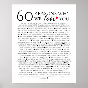 60 skäl att vi älskar dig 60-årspresent för henne poster
