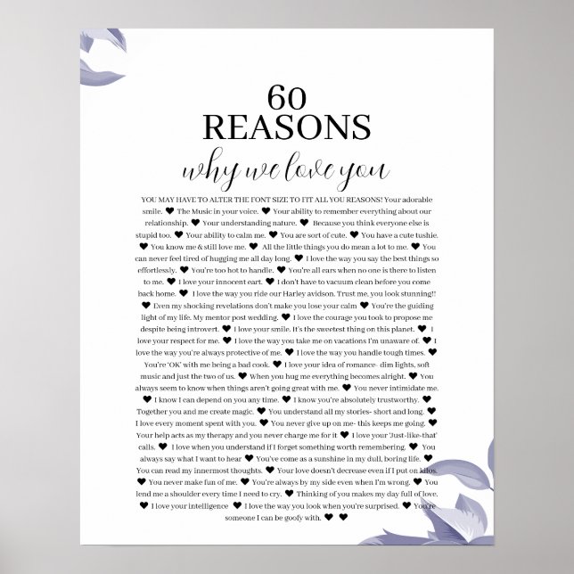 60 skäl till att vi kärlek ger dig gåva poster (Framsidan)