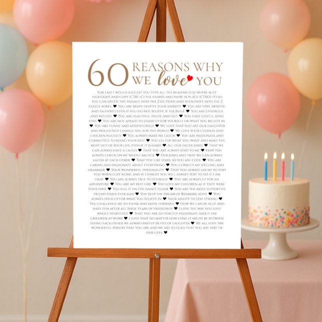60 skäl till varför vi älskar dig 70-års 75-års pr poster (Skapare uppladdad)