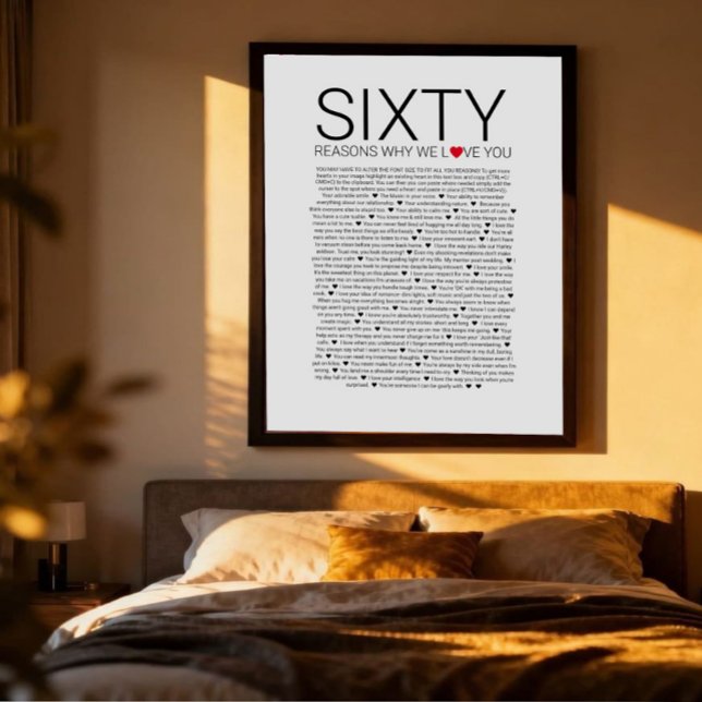 60 skäl till varför vi älskar dig födelsedagslöfte poster (Skapare uppladdad)