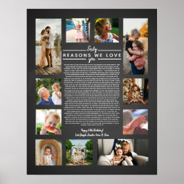 60 skäl till varför vi älskar dig födelsedagsprese poster