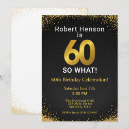 60 So What Black Gold 60th Birthday Inbjudningar