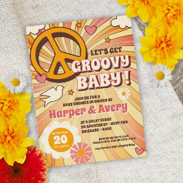 60-tal Hippie Party Baby Shower Inbjudningar