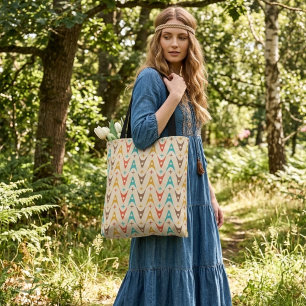 60-tal mönster färglöst shopping bag tygkasse