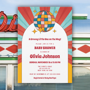 60-tal retro Vinyl Music Kön Neutral babystötare Inbjudningar