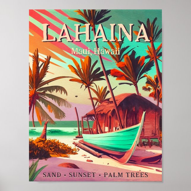 60-talet för den tropiska solnedgången handflatan  poster (Framsidan)