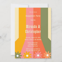 60-talets 70-årsjubileum Groovy Rand Flower Förlov Inbjudningar