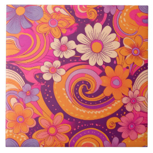 60-talets 70-talsruta för återblommor kakelplatta