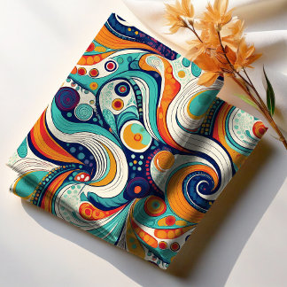 60-talets 70-talsskärm med inbyggd Abstrakt, Pat#1 Tyg