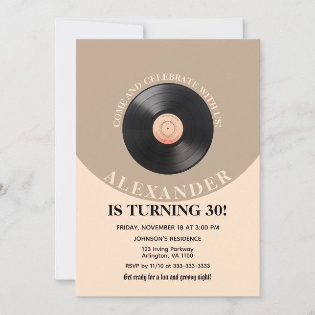 60-talets Födelsedagsfest för Retro Groovy-Vuxen i Inbjudningar (Framsida)