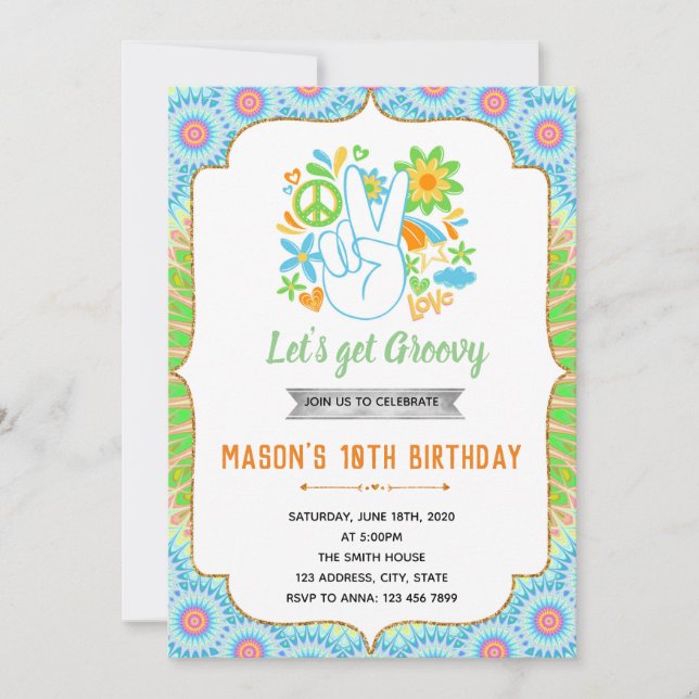 60-talets inbjudan till pojkfödelsedagstema (Framsida)