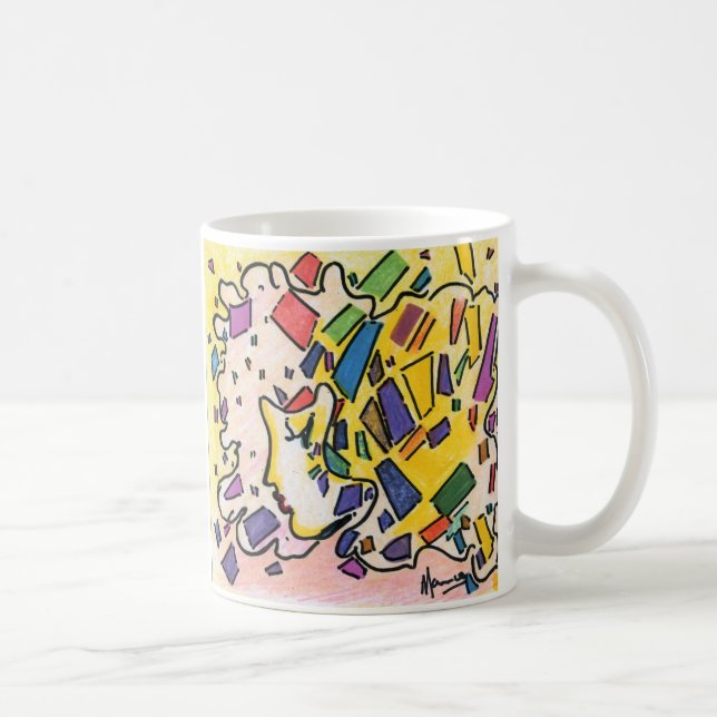 60-talets Peter Max färgstark vattenfärgsprofil fö Kaffemugg (Höger)