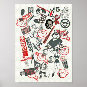 60-talets reklamvektorkollage - poster