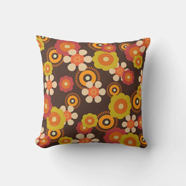 60-talets Retro Flowers Pop Culture Kudde (Framsida)