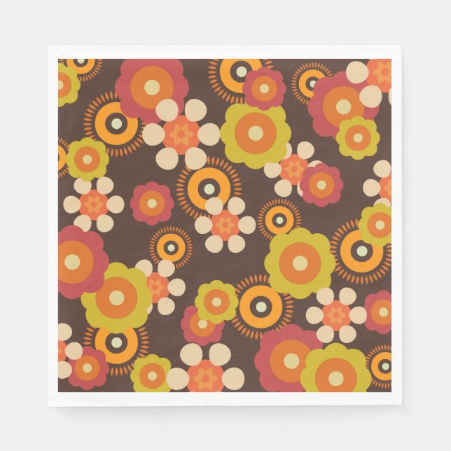 60-talets Retro Flowers Pop Culture Pappersservett (Framsidan)