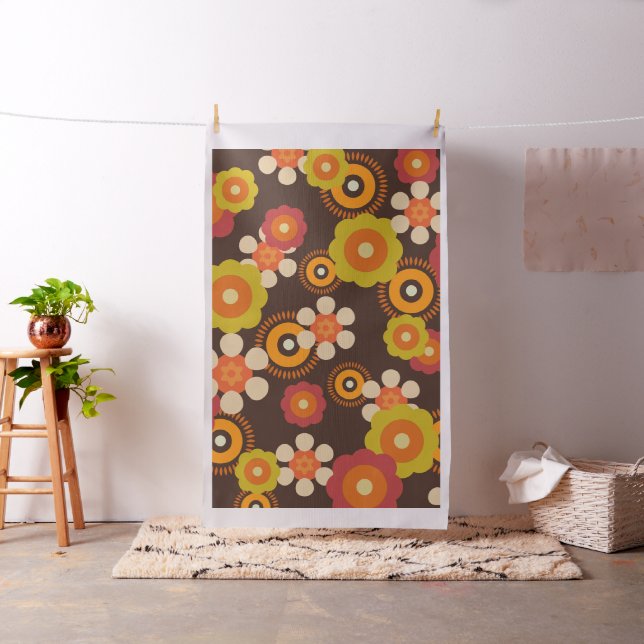 60-talets Retro Flowers Pop Culture Tyg (In Situ)