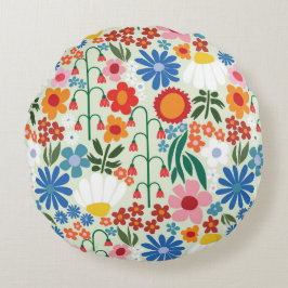 60-talets Retro-sommar Rund Kudde