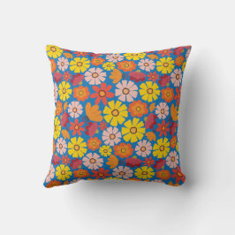 60-talets Retro-sommarblomma Kudde