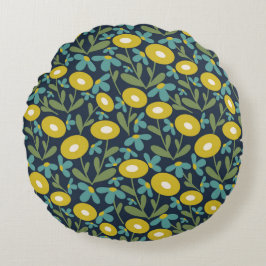 60-talets Retro Summer Sea Blue Rund Kudde