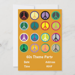 60-talets tema fredstecken hippy party inbjudningar