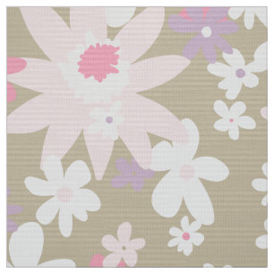 60-talets vintage blomma mönster på khaki tyg