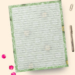 60-talets Vintage för Grönt med bred lagstiftning Anteckningsblock<br><div class="desc">Wide Regel-Anteckningsblock - Storleka standardsidor för Brev - 8, 5 x 11 tum Linade med svart Linjer på varje sida för enkel skrivning - Papper för en bärbar dator - Den här designen har en grönt halvsekelmodell för blommor i vintage tapet på texturerad gräddbakgrund.</div>