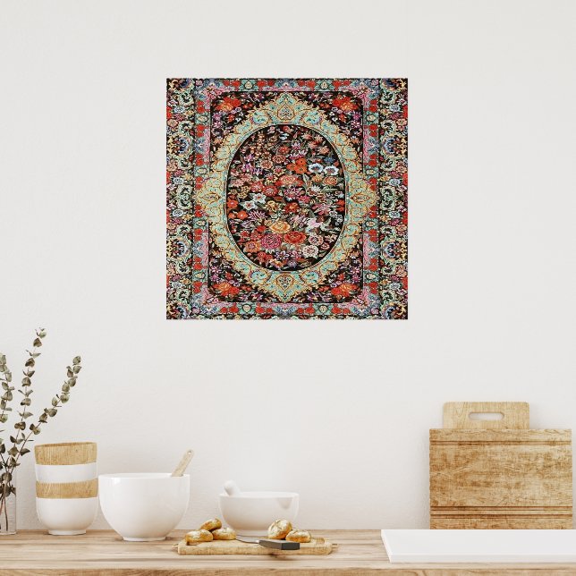 60-talets Vintage Persian Blommigt Flower Mönster Poster (Kök)