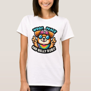 60-tals kul hippie "Hund Fred och Belly Rubs" T Shirt