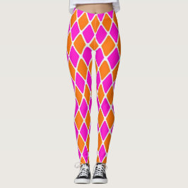 60-tals Mod Rosa och Orange Diamant Leggings