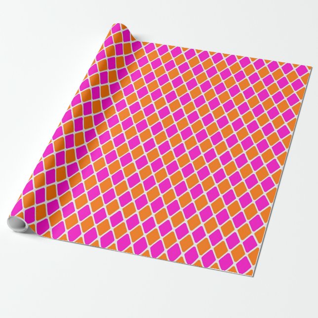 60-talsmod Pink och Orange Diamant Presentpapper (Utrullad)