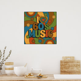 60-Talsmusik Retro Färgpalett för Musikkännare Poster