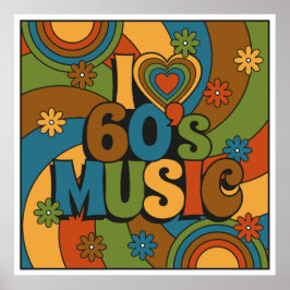60-Talsmusik Retro Färgpalett för Musikkännare Poster
