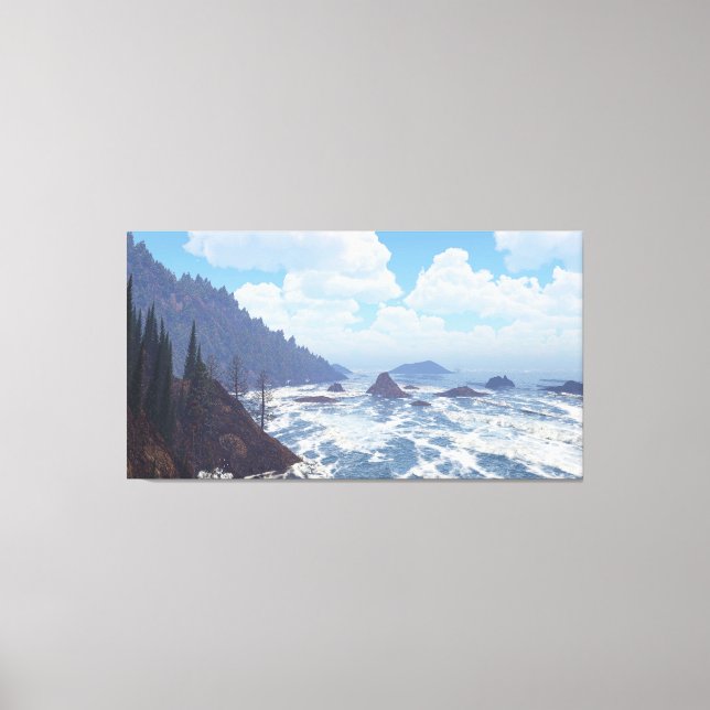 60" x 40" Canvas Art with "Rocky Coast" image (Framsida)
