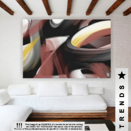 60 x 40-tums Trend Abstrakt Art Black White Powder Canvastryck