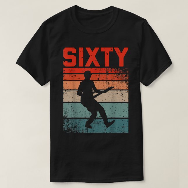 60 Year Old60th Birthday Man Guitar Player Guitari T Shirt (Design framsida)