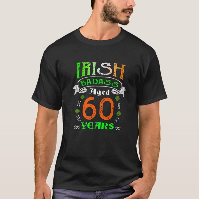 60 Years Old Irish Birthday Gifts Ireland Flag Pat T Shirt (Framsida)